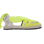 Loewe Paula S Ibiza Crystal Ribbon Espadrilles Sandals 37 Neon Yellow — view 2