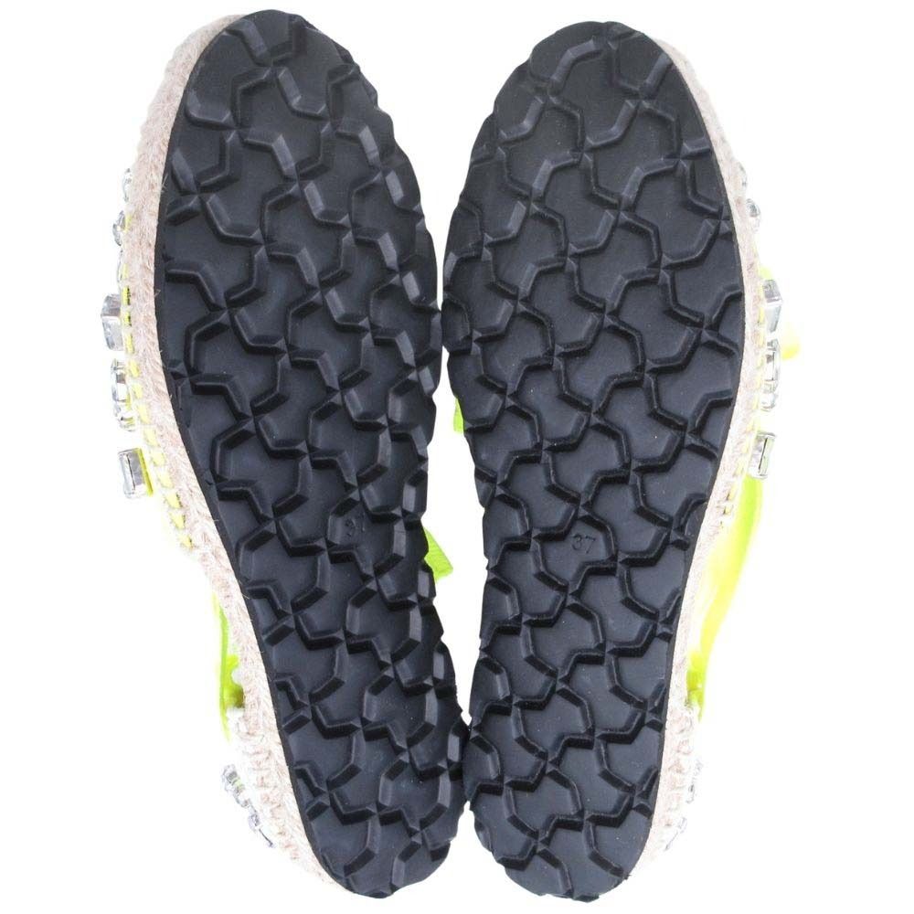 Loewe Paula S Ibiza Crystal Ribbon Espadrilles Sandals 37 Neon Yellow — view 4