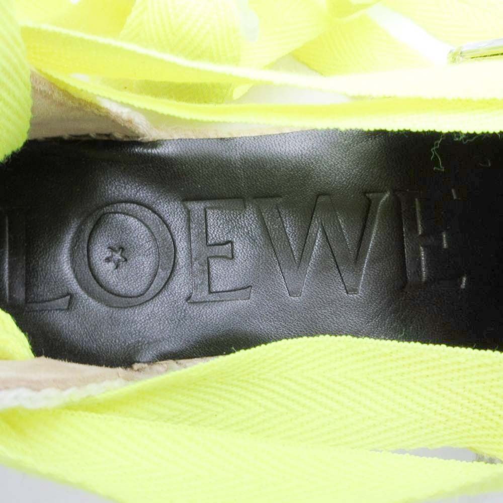 Loewe Paula S Ibiza Crystal Ribbon Espadrilles Sandals 37 Neon Yellow — view 8