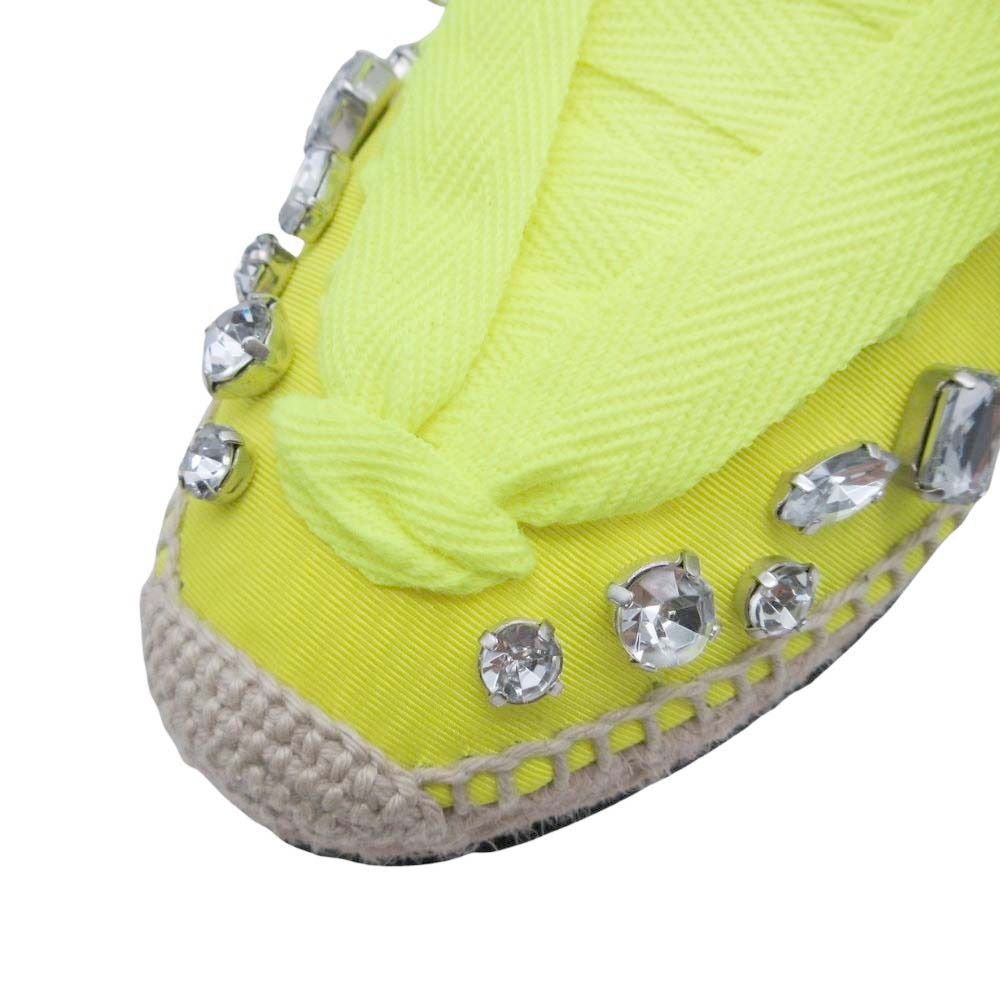 Loewe Paula S Ibiza Crystal Ribbon Espadrilles Sandals 37 Neon Yellow — view 6