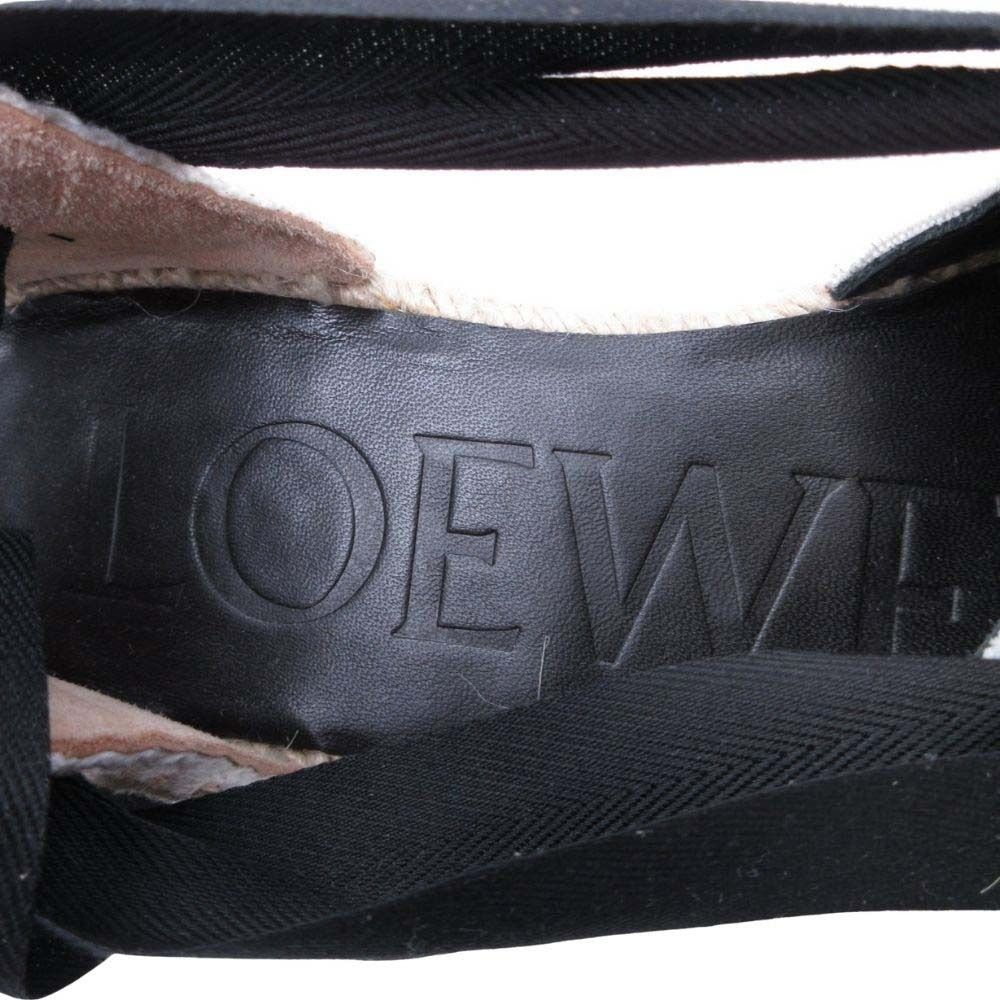 Loewe Paula S Ibiza Crystal Ribbon Espadrille Sandals Wedge Sole 38 Black — view 9