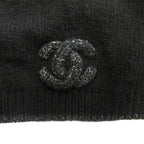 Chanel CC Logo Cashmere Silk Knit Cap Beanie Cap Lame Black Gray — view 3