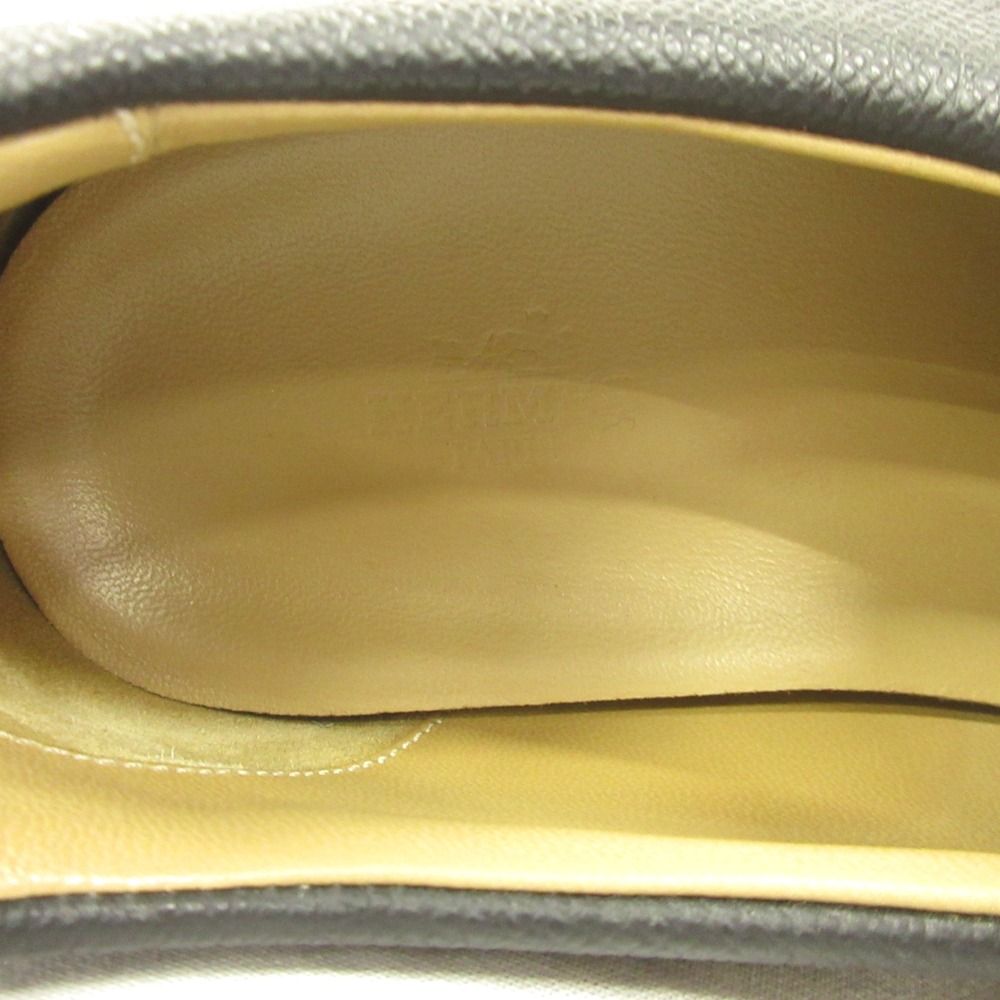 Hermes Epsom Leather Slip on Loafers Shoes Buckle 42.5 Black — view 8