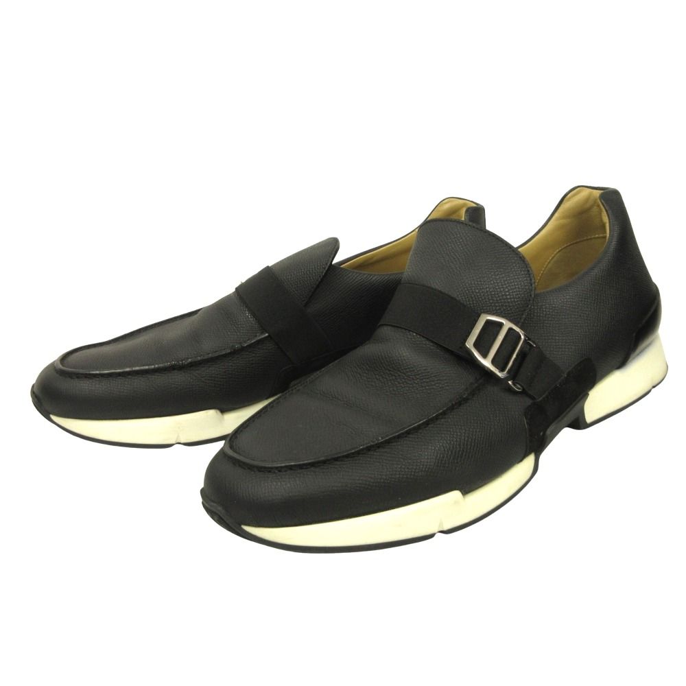Hermes Epsom Leather Slip on Loafers Shoes Buckle 42.5 Black — view 3