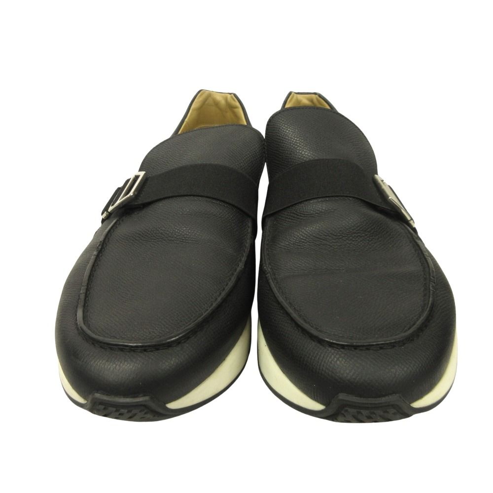 Hermes Epsom Leather Slip on Loafers Shoes Buckle 42.5 Black — view 4