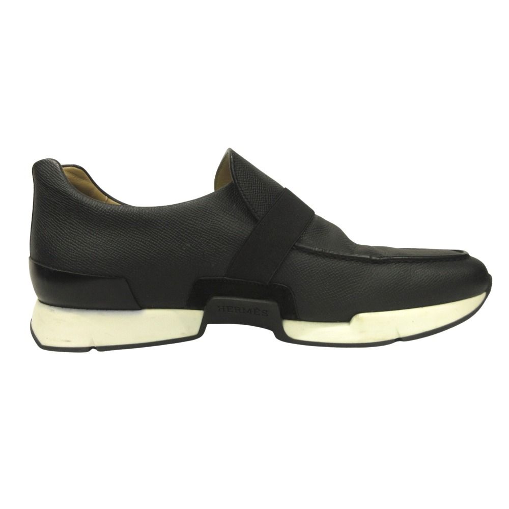 Hermes Epsom Leather Slip on Loafers Shoes Buckle 42.5 Black — view 2