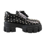 Prada 714 Monolith Brushed Leather Thick Sole Studded Loafers Lace Up Shoes — view 2