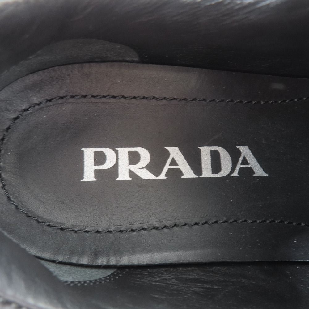 Prada 714 Monolith Brushed Leather Thick Sole Studded Loafers Lace Up Shoes — view 8