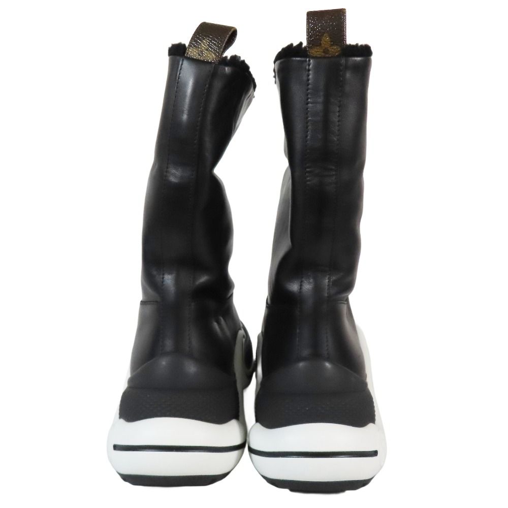 Louis Vuitton LV Akrite Line Boa Boots Shoes Leather 35 Black White Blue — view 2