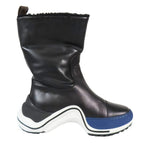 Louis Vuitton LV Akrite Line Boa Boots Shoes Leather 35 Black White Blue — view 3