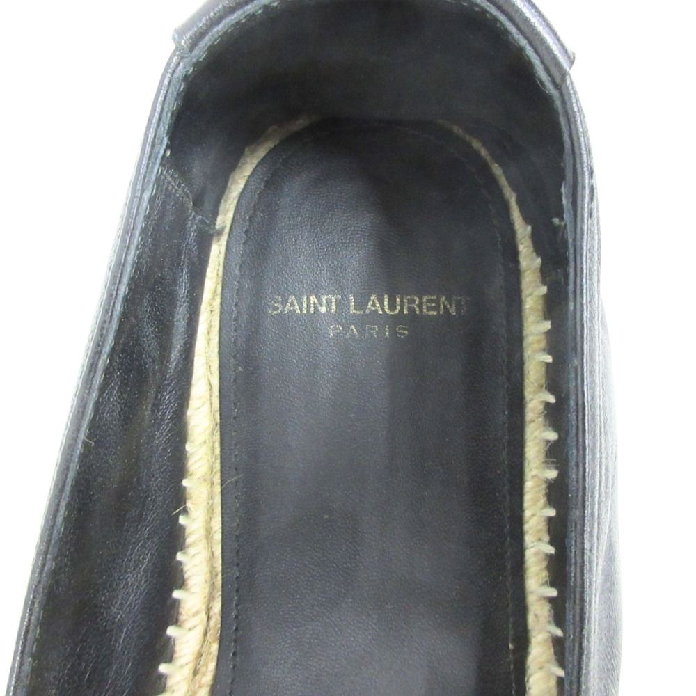 Saint Laurent Paris Espadrilles Leather Slip on Shoes Logo Embroidery — view 7