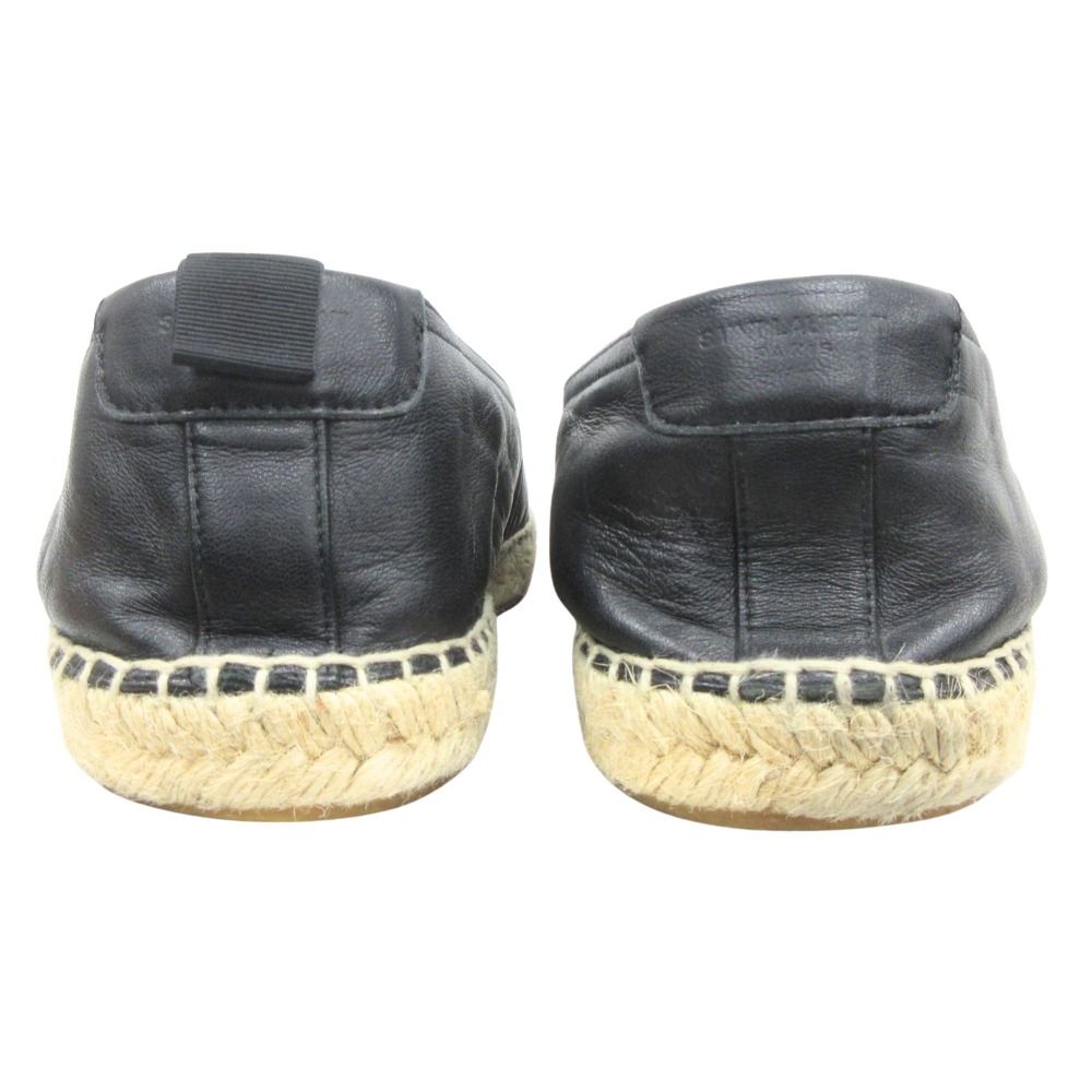 Saint Laurent Paris Espadrilles Leather Slip on Shoes Logo Embroidery — view 4