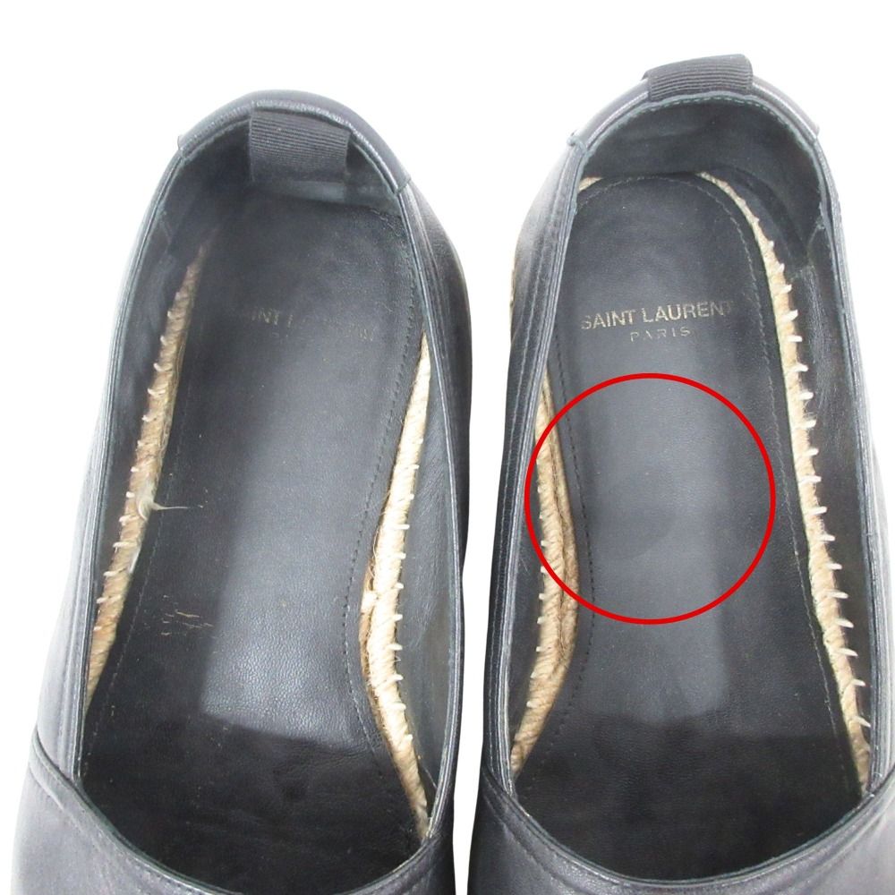 Saint Laurent Paris Espadrilles Leather Slip on Shoes Logo Embroidery — view 8