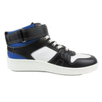 Hermes Logo Clou de Selle Style Leather High Cut Sneakers Shoes Black Blue — view 2