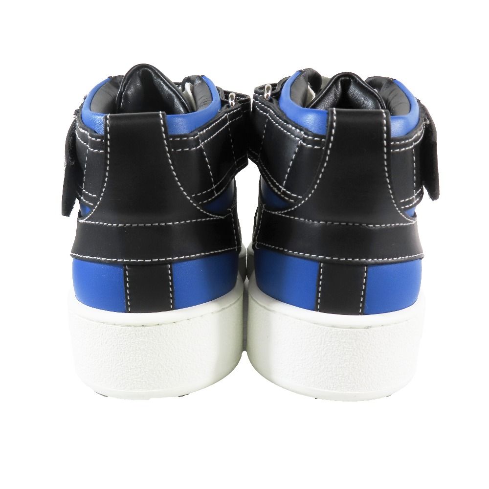 Hermes Logo Clou de Selle Style Leather High Cut Sneakers Shoes Black Blue — view 9