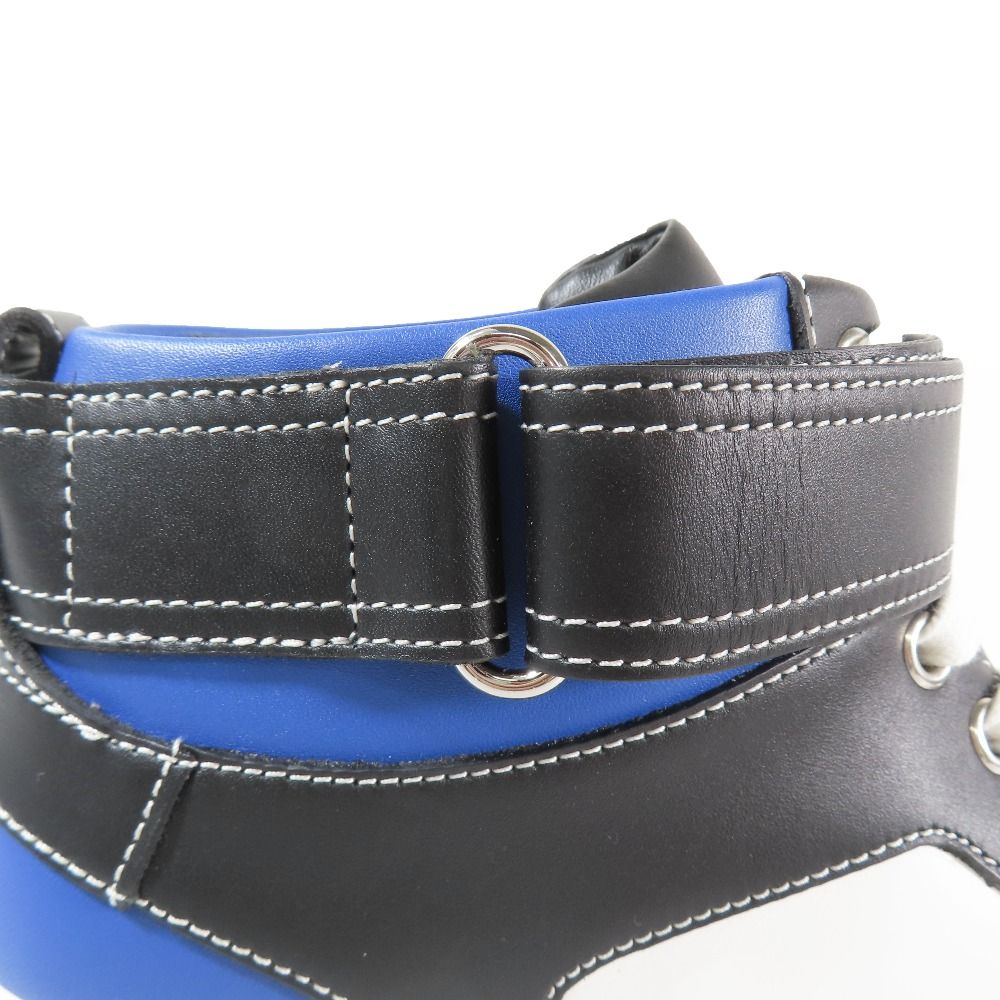 Hermes Logo Clou de Selle Style Leather High Cut Sneakers Shoes Black Blue — view 8