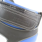 Hermes Logo Clou de Selle Style Leather High Cut Sneakers Shoes Black Blue — view 7