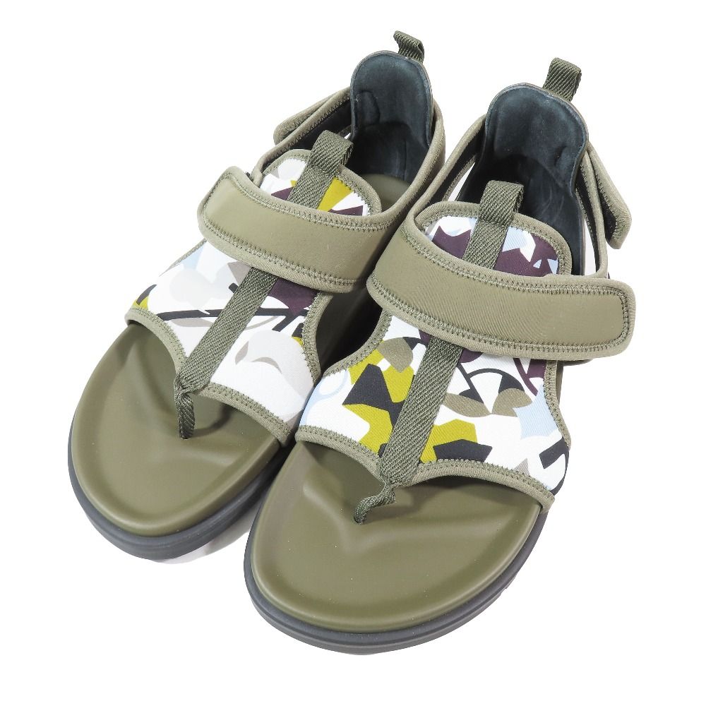 Hermes Giorno Sandals Shoes Technical Jersey Velcro 40.5 Khaki — view 3