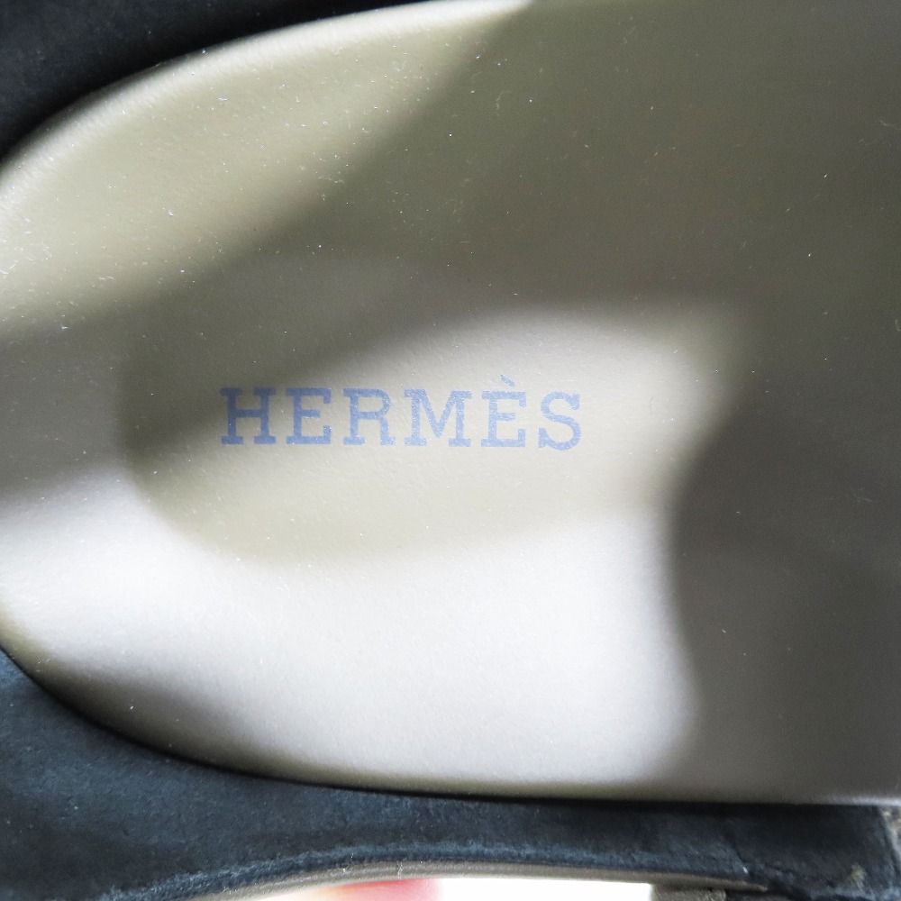 Hermes Giorno Sandals Shoes Technical Jersey Velcro 40.5 Khaki — view 9