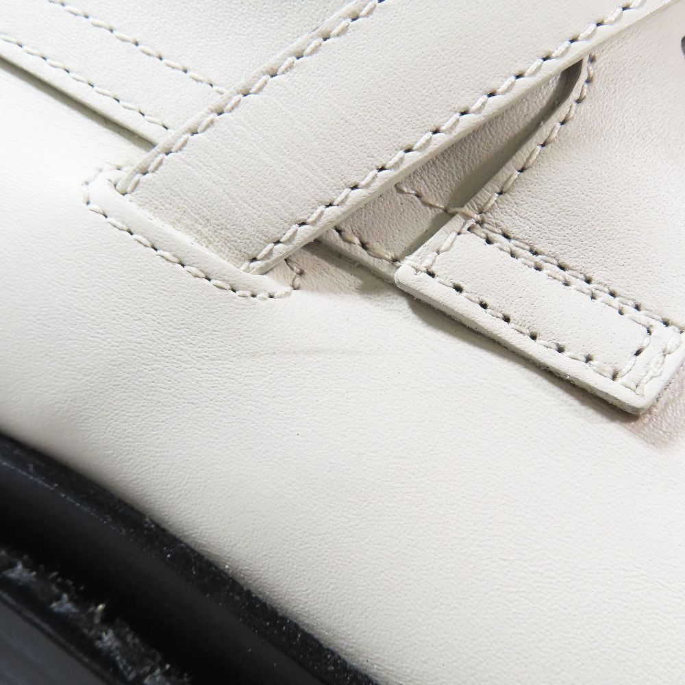 Hermes Funk Kelly Buckle Leather Short Boots Lace Up Shoes White — view 8