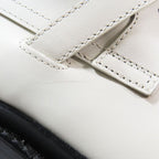 Hermes Funk Kelly Buckle Leather Short Boots Lace Up Shoes White — view 8
