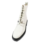 Hermes Funk Kelly Buckle Leather Short Boots Lace Up Shoes White — view 5