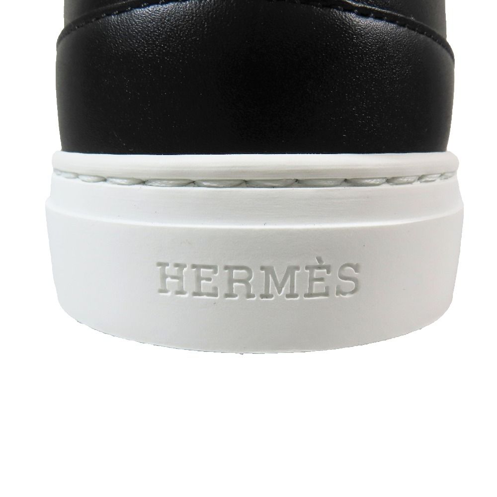 Hermes Day Kelly Buckle Silver Shearling Leather Short Boots Shoes Black — view 7
