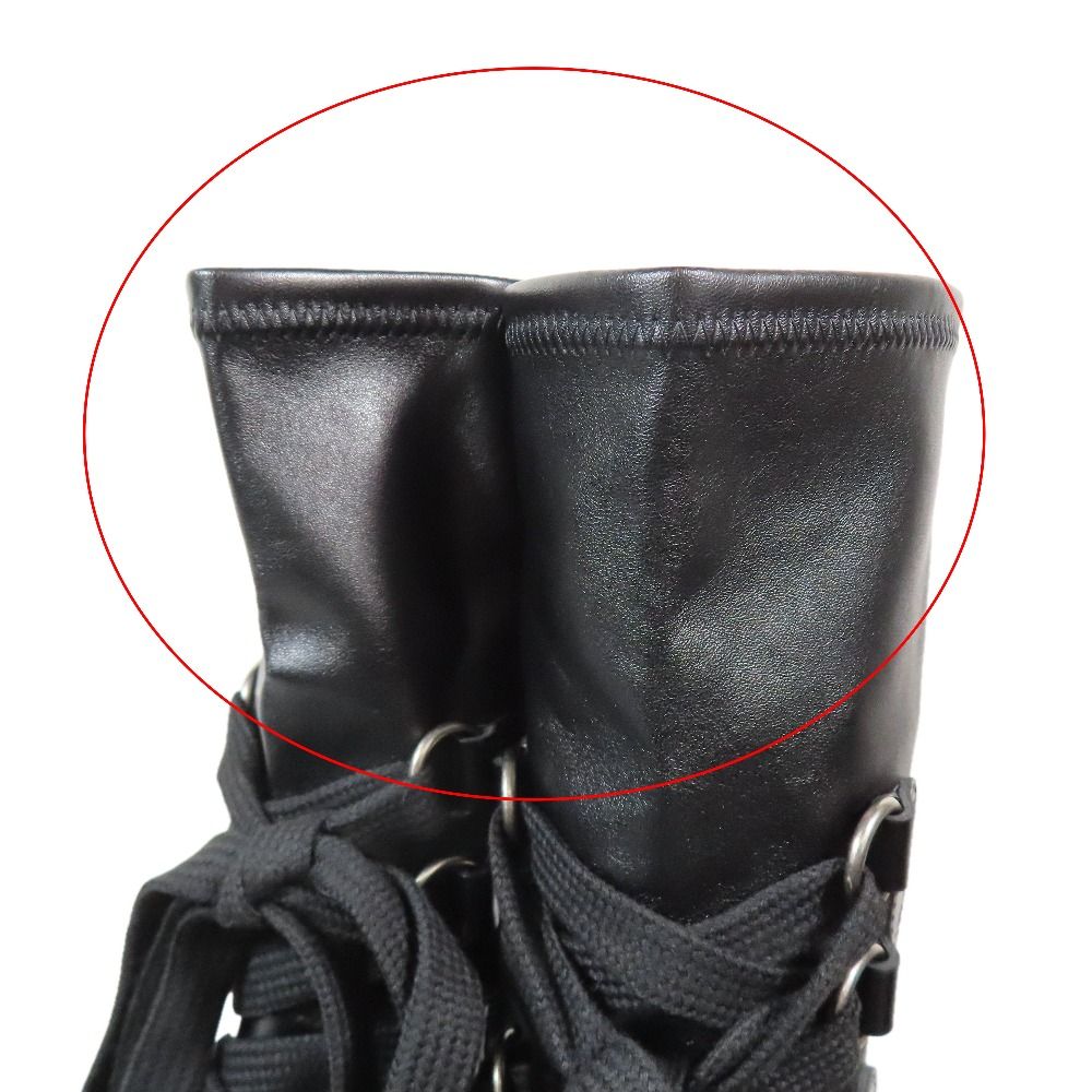 Dior Leather Boots Lace Up Logo Print Shoes 37 Black — view 9