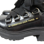 Dior Leather Boots Lace Up Logo Print Shoes 37 Black — view 6