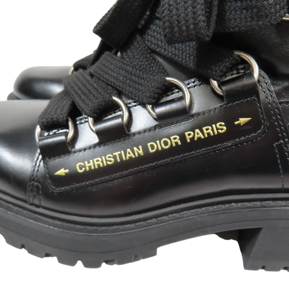 Dior Leather Boots Lace Up Logo Print Shoes 37 Black — view 6