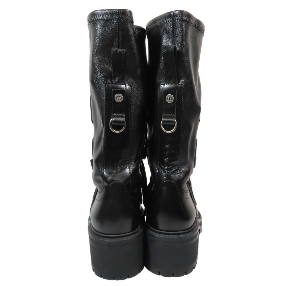 Dior Leather Boots Lace Up Logo Print Shoes 37 Black — view 3