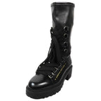 Dior Leather Boots Lace Up Logo Print Shoes 37 Black — view 2