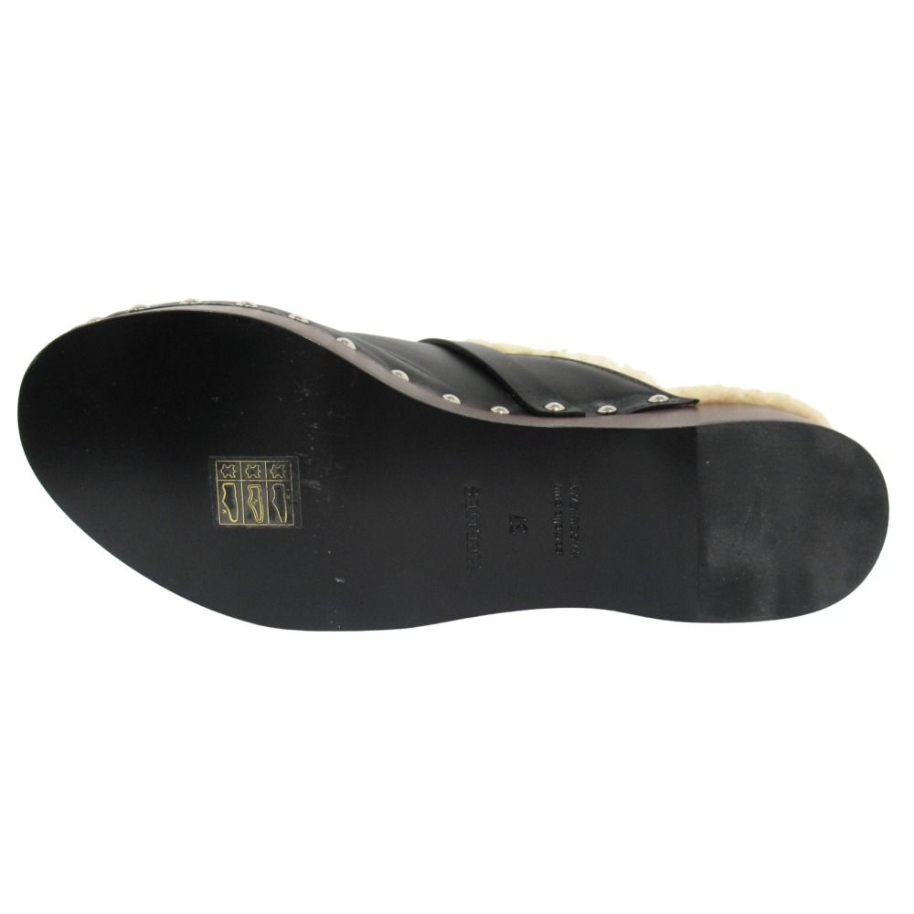 Hermes Carlotta Shearling Sandals Mules Shoes Kelly Silver Studs — view 6