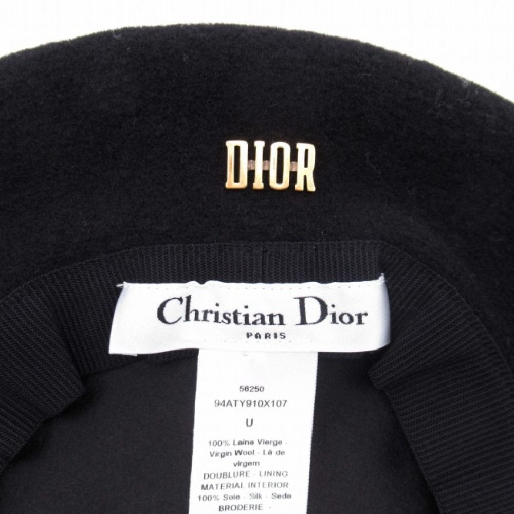 Dior Beret Hat Virgin Wool Felt Gradient Color Cap Hat Black Gray Loafer — view 7