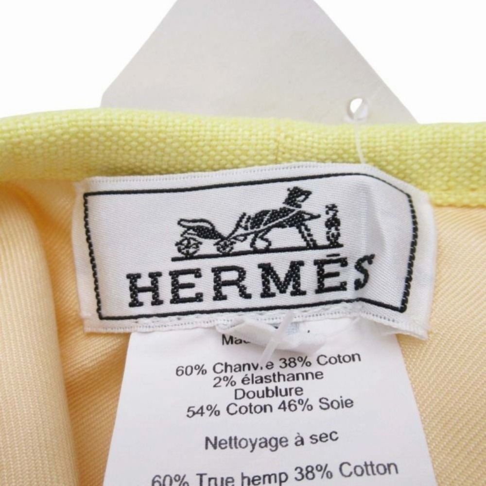 Hermes Gabrielle Beret Linen Hat Cap 57 cm Yellow Handbag — view 8