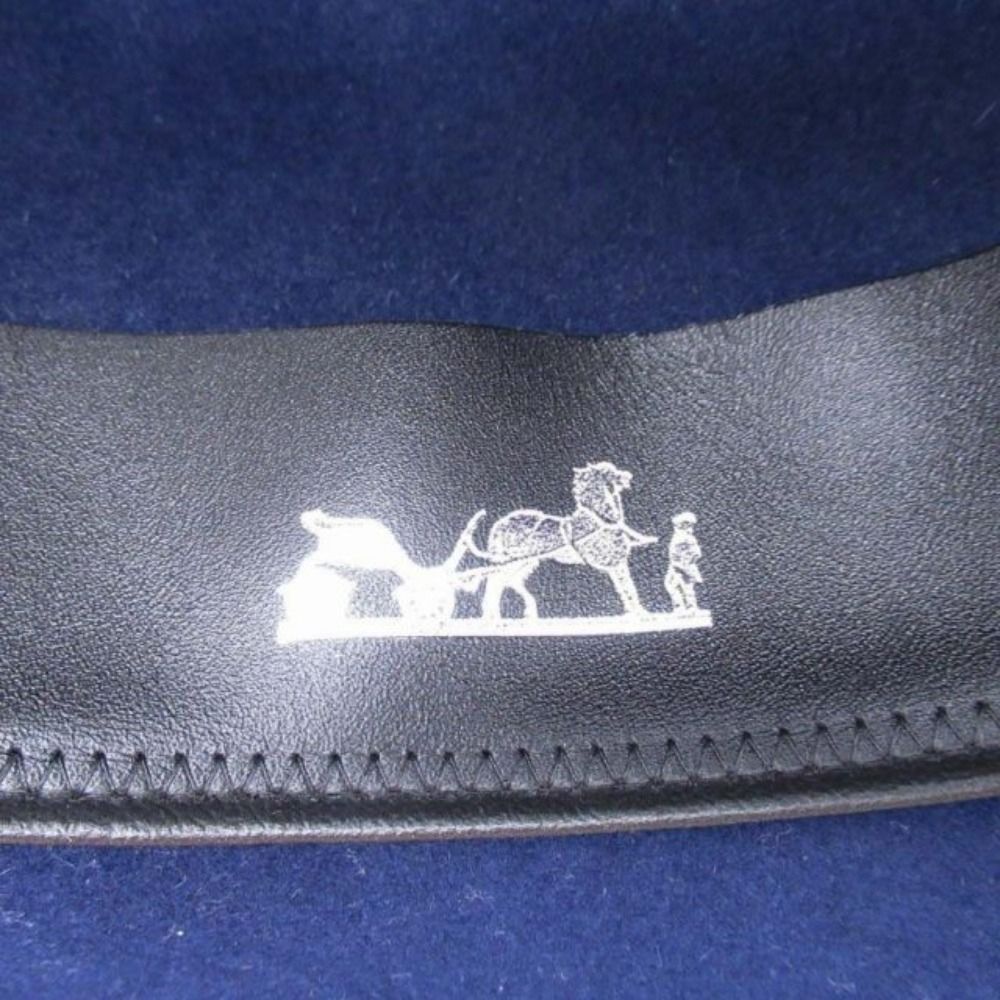 Hermes Chapeau Brooke Rabbit Felt Hat Wide Brim Folded Hat Cap 57 cm Navy — view 9