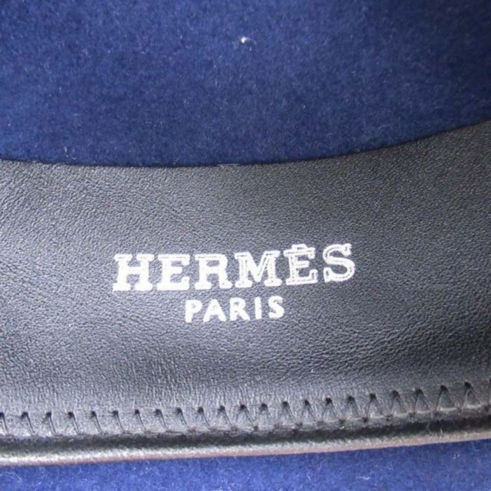 Hermes Chapeau Brooke Rabbit Felt Hat Wide Brim Folded Hat Cap 57 cm Navy — view 8