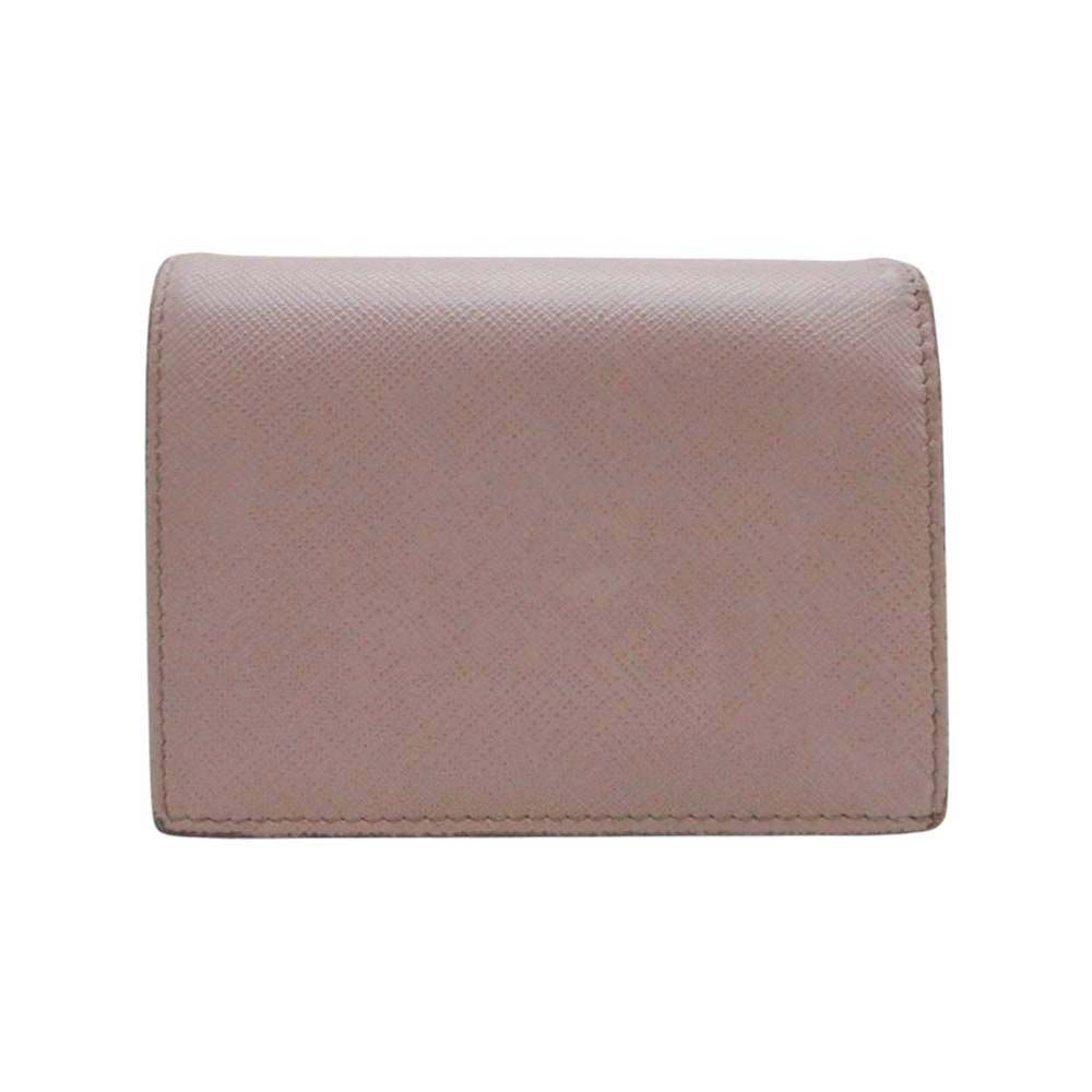 Prada Saffiano Leather Multicolor Bifold Wallet Compact with Coin Purse Beige — view 2