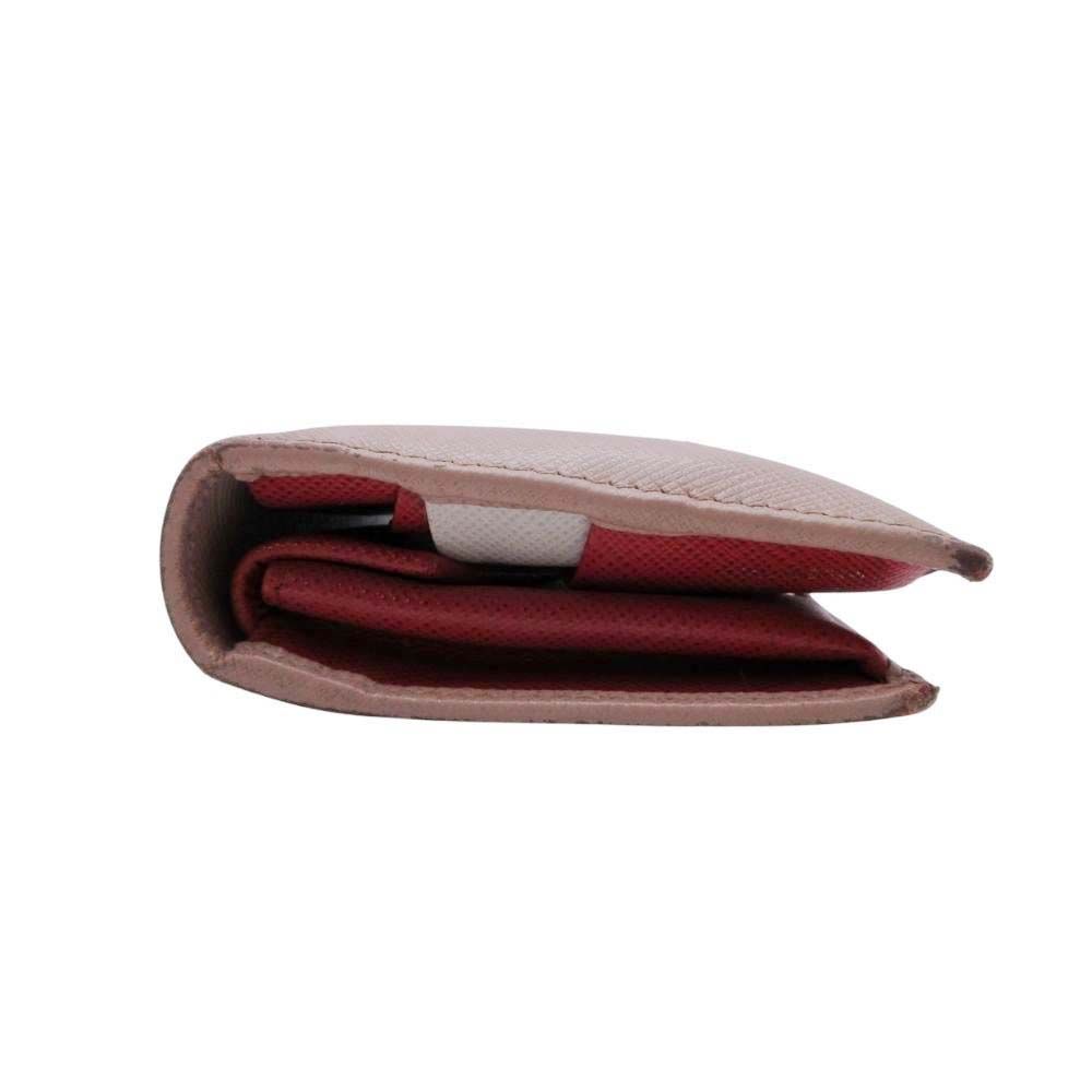 Prada Saffiano Leather Multicolor Bifold Wallet Compact with Coin Purse Beige — view 3