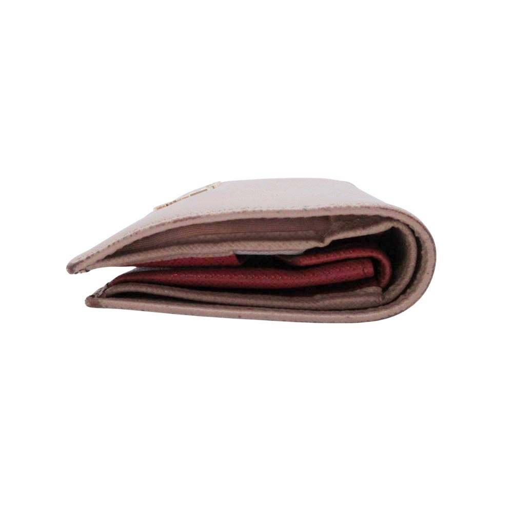 Prada Saffiano Leather Multicolor Bifold Wallet Compact with Coin Purse Beige — view 4