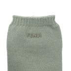 Fendi Cashmere Knit Long Gloves Arm Cover Logo Five Fingers Green — view 3