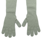 Fendi Cashmere Knit Long Gloves Arm Cover Logo Five Fingers Green — view 2