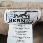 Hermes Alpaca Wool Brushed Beret Hat Saint Honore Series Button Logo Hat Beige — view 5
