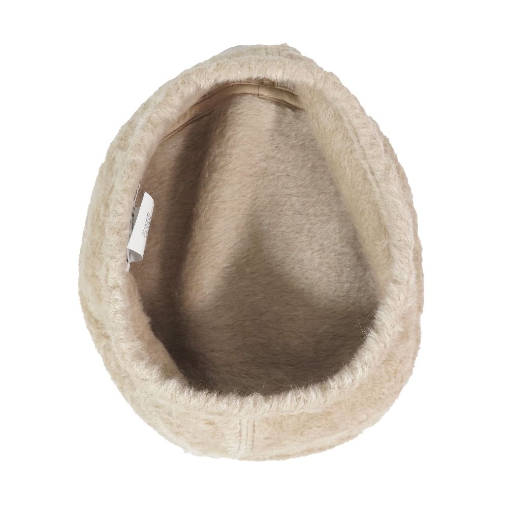 Hermes Alpaca Wool Brushed Beret Hat Saint Honore Series Button Logo Hat Beige — view 3