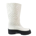 Hermes Leather Long Boots Exlibris Quilted Logo Shoes Ivory — view 2