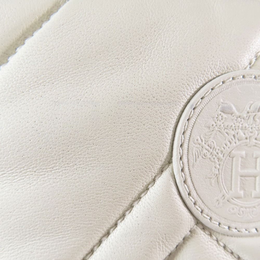 Hermes Leather Long Boots Exlibris Quilted Logo Shoes Ivory — view 7