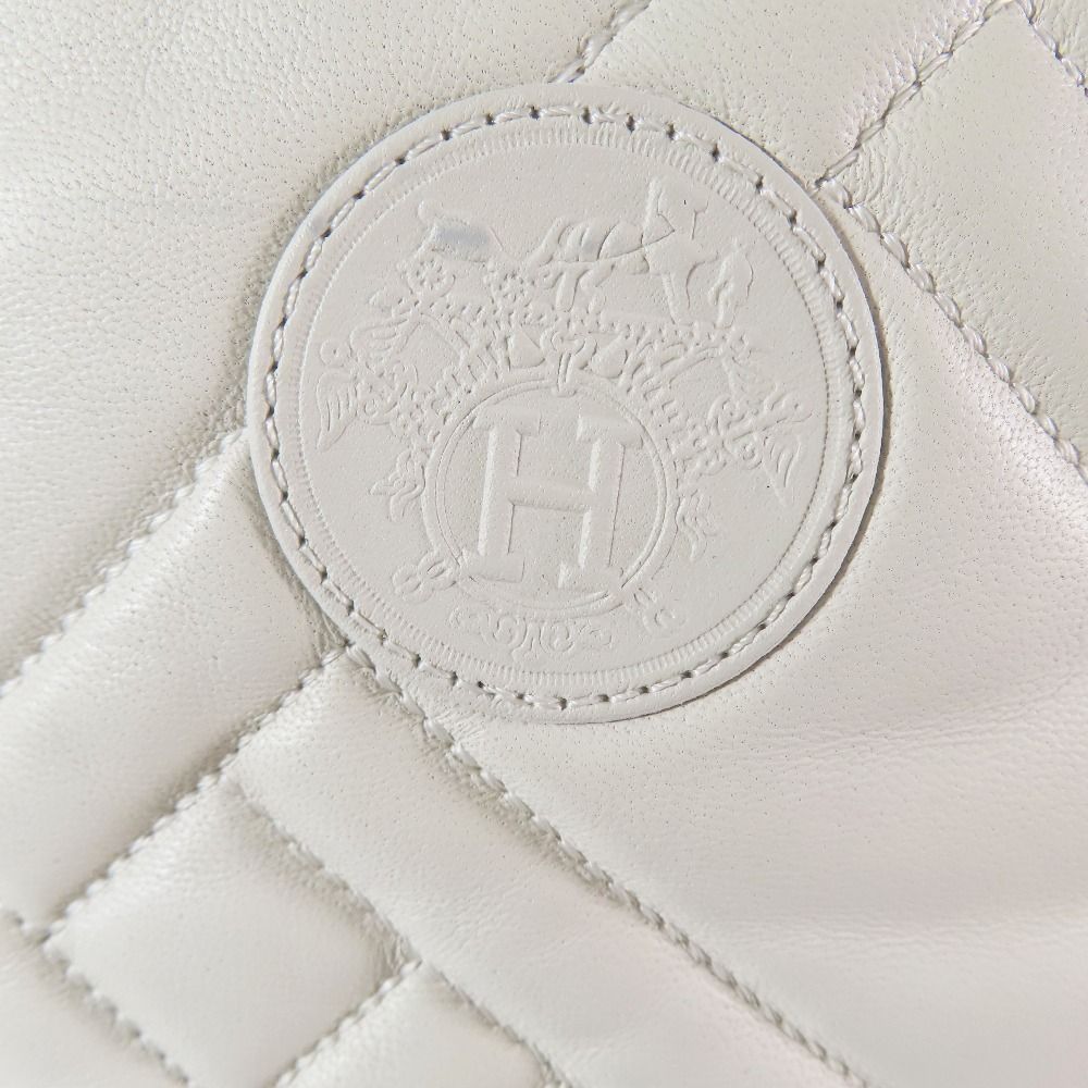 Hermes Leather Long Boots Exlibris Quilted Logo Shoes Ivory — view 6