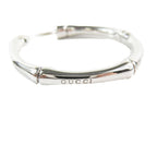 Gucci Polished Bamboo Hoop Earrings Silver Both — view 5