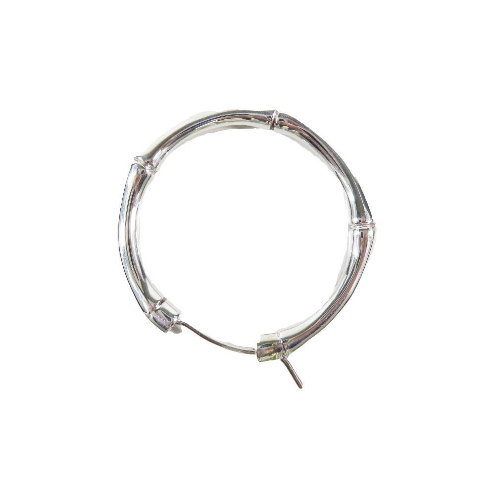 Gucci Polished Bamboo Hoop Earrings Silver Both — view 2