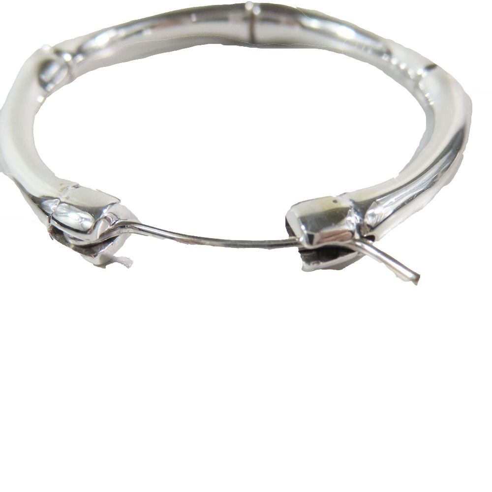 Gucci Polished Bamboo Hoop Earrings Silver Both — view 3